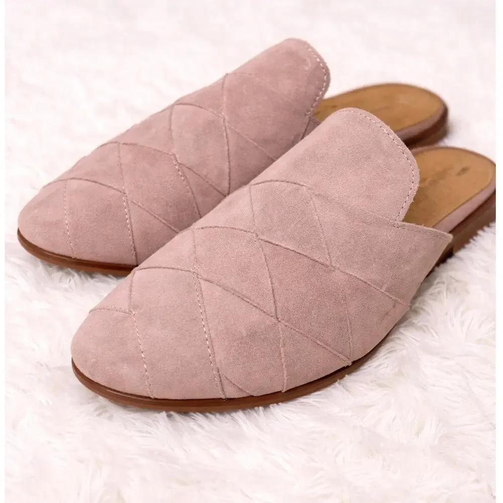 Seychelles‎ woven quilted minimalist chic suede mules soft blush/taupe size 7